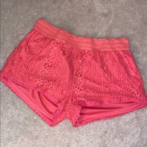 Pink lace shorts